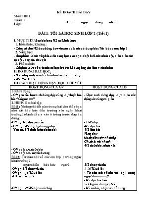 Giáo án môn Tiếng Việt Lớp 2 - Tuần 1 (Bộ sách Kết nối tri thức với cuộc sống)